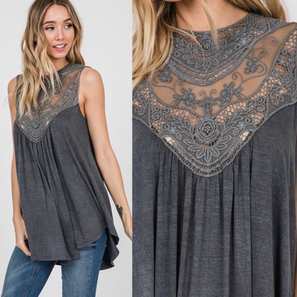 TAMARA Vintage Washed Top - CHARCOAL - Picture 3 of 5